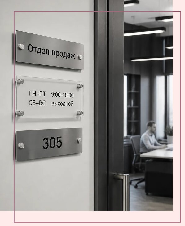 Офисные таблички на дверь в Миассе по цене от 4983 р. | Аванза-Мсс